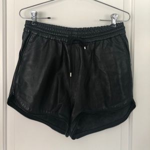 Line II Dion Lee Black Leather Shorts